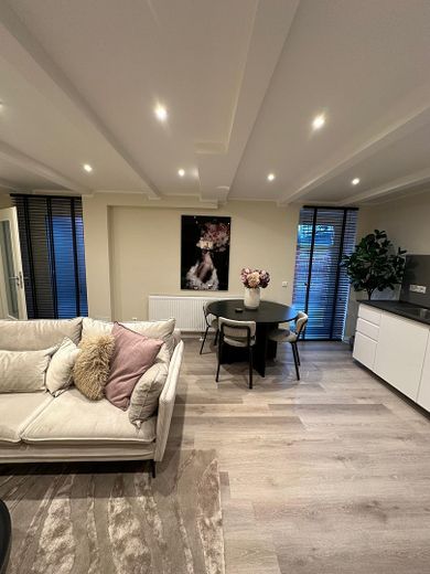 Fully furnished 3-room KfW apartment with kitchen & balcony in a prime location in Wiesbaden Mitte – Wohnzimmer