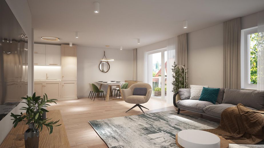 Appartement neuf de 3 pièces avec 84m² de surface habitable et un grand balcon – Wohnen Essen Küche