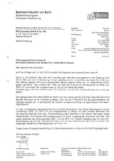 Mehr Grundstück. Mehr Möglichkeiten. Mehr Berlin. – Planungsrechtliche Auskunft