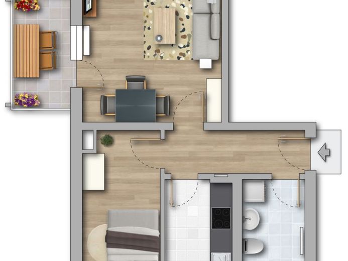 Nur wenige Stufen in die neue Zweiraumwohnung- Erstbezug nach kompletter Sanierung! – Foto 1