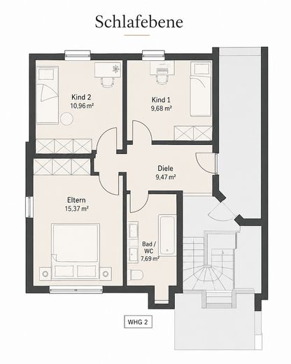 Provisionsfreie Maisonettewohnung mit ca. 123 m², 4,5 Zimmern und hochwertiger Ausstattung – Schlafebene