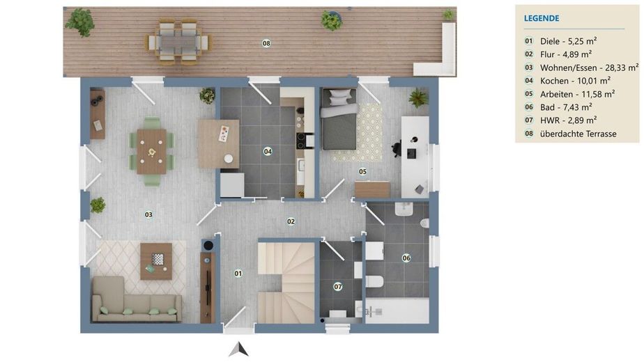 Energieeffizientes Familienhaus in Langenpreising mit großem Grundstück, Doppelgarage und PV-Anlage – Erdgeschoss