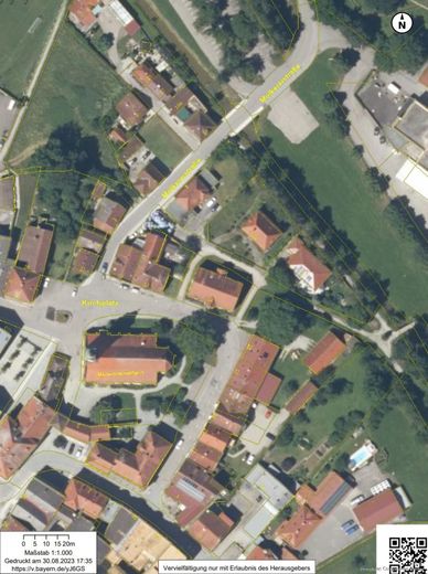 Historisches Sakralgebäude - Mädchenschule
bis zu 10 Wohnungen oder Apartments möglich
Stadthaus in Herzen von Rotthalmünster – Der Katasterplan aus dem BayernAtlas