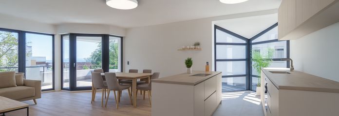 Wohnen-Essen-Küche möbliert