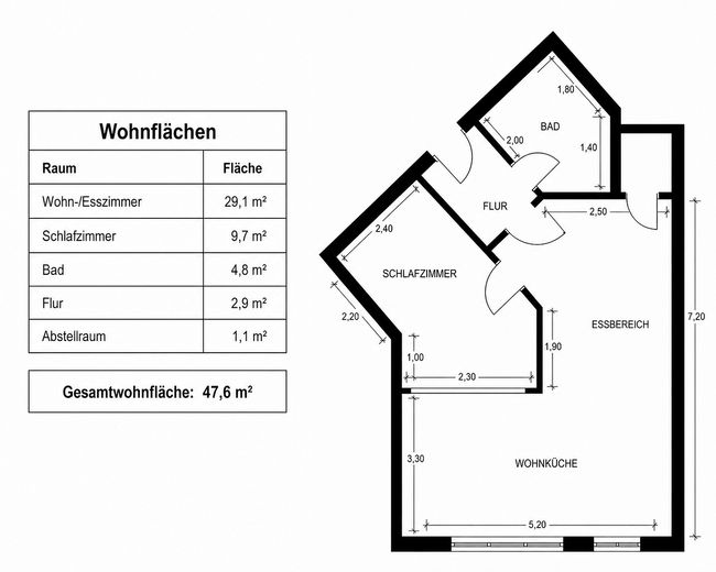 Investment-Highlight: sanierte und vermietet 2-Zimmer-Wohnung mit 6% Rendite – Grundriss