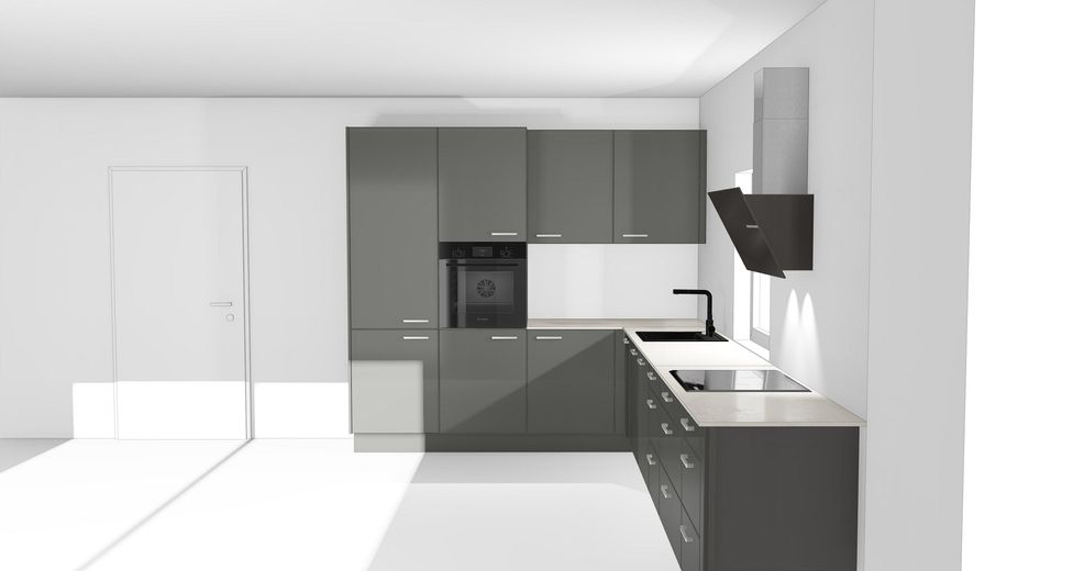 Primera ocupación: 2× vivienda de 2 habitaciones con ascensor - a elegir con jardín de 100 m² o balcón orientado al sur – Küchenansicht Seite