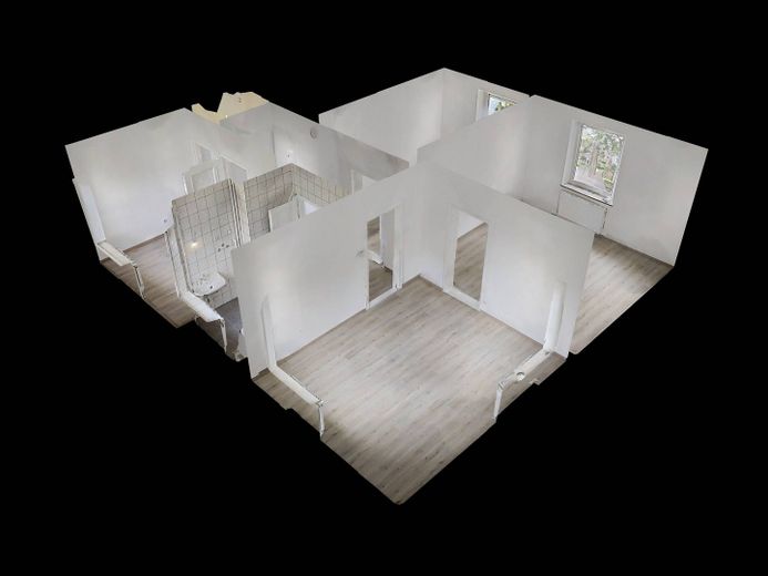 Przytulne 3-pokojowe mieszkanie z nowoczesną łazienką z wanną, w odległości krótkiego spaceru od centrum miasta – 3D-Ansicht Grundriss