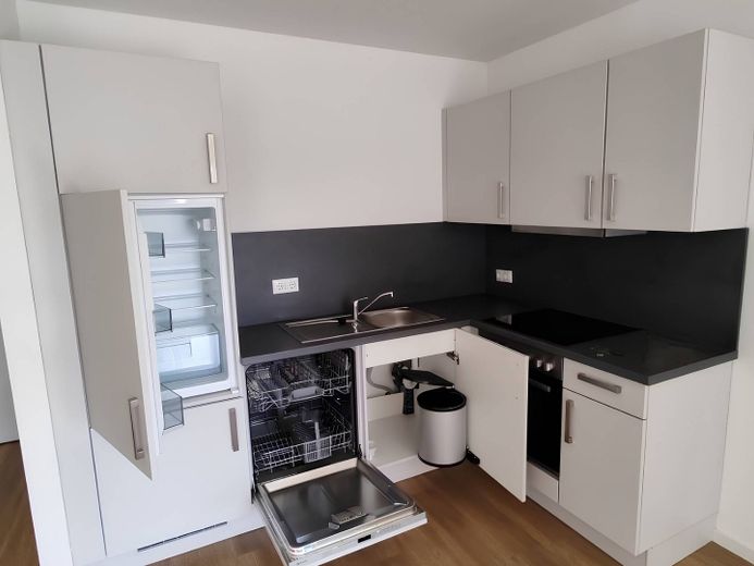 2-kamer-nieuwbouwwoning met TERRAS en ingerichte keuken op loopafstand van het Kurpark – Küche