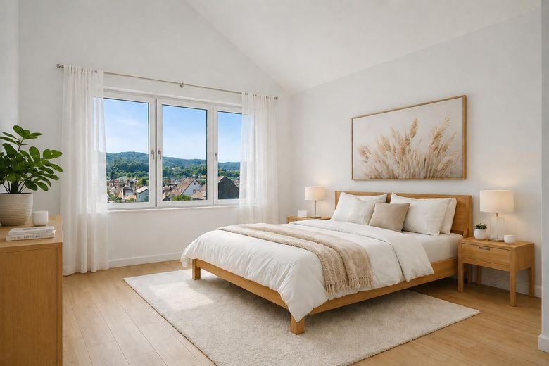 ERSTBEZUG - 4-Zimmer-Wohnung in bester Lage, Komfort und Ambiente im Neubau an der Klingenburg – Schlafzimmer KI generiert