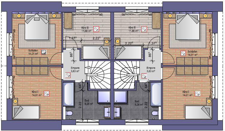 Moderne KfW-40-Doppelhaushälfte in ruhiger Lage von Bremerhaven-Wulsdorf – Grundriss OG