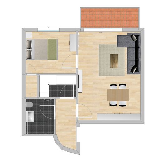 UBICACIÓN PRIVILEGIADA: Hamburgo-Harvestehude - APARTAMENTO AMUEBLADO DE 2 HABITACIONES – Grundriss