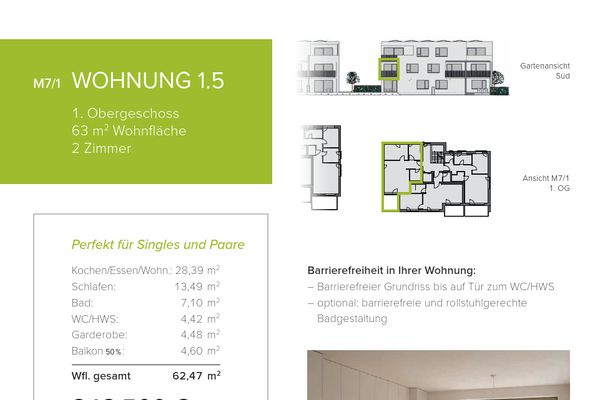 Neubau WHG 1.5 - M7/1 - 1. Obergeschoss - 63m²