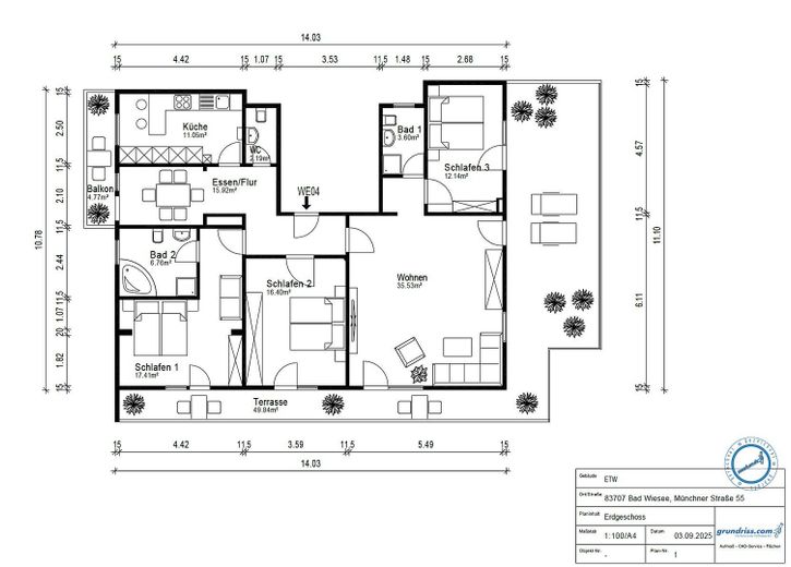 Großzügige 4,5-Zi.-Wohnung (175 m²) mit Dachterrasse & Wallbergblick in Bad Wiessee – Grundriss 2025