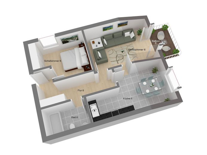 Solide Kapitalanlage mit 5,6 % Rendite inkl. Abgeschlossenheitsbescheinigung. Provisionsfrei – Grundriss Wohnung Nr. 6, DG