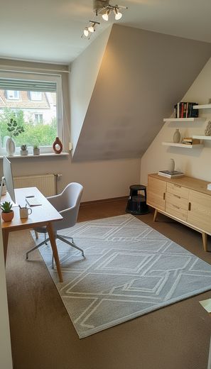 Variables Reihenendhaus mit Gasheizung von 2019, Südterrasse sowie grosszügigem Grundstück (400qm) – Arbeitszimmer KI Idee 