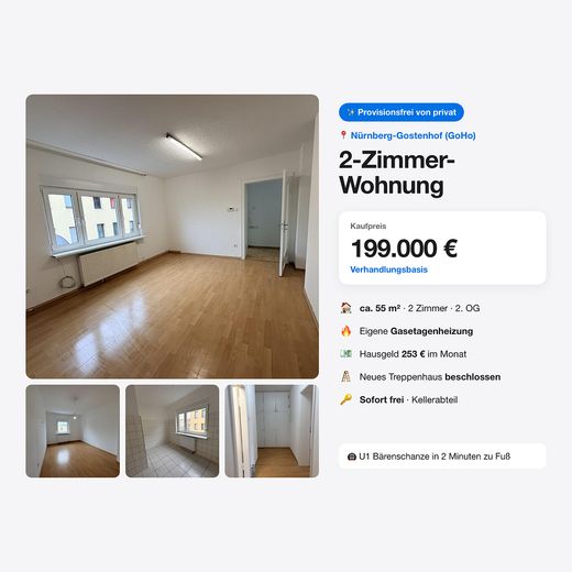 Sin comisión y disponible de inmediato en Gostenhof: 2 min hasta el metro, 10 min hasta Plärrer – Foto 1