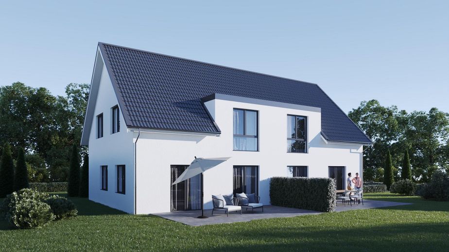 Moderne KfW-40-Doppelhaushälfte in ruhiger Lage von Bremerhaven-Wulsdorf – Gartenansicht