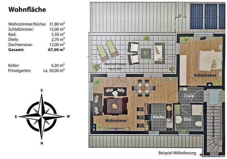 Hochwertig voll möblierte 2-Zimmer-Wohnung mit Dachterrasse, Tiefgarage & Garten in München Nord – Foto 23