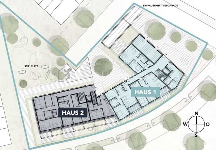 2-Zi. - Eigentumswohnung im ILLERPARK mit Garten | 63,6 m² |  Erstbezug (1.0.2) – Lageplan Grundstück