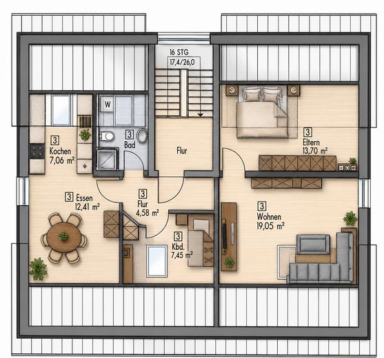 4 Zimmer Wohnung in Ergoldsbach - keine Maklerprovision – Grundriss