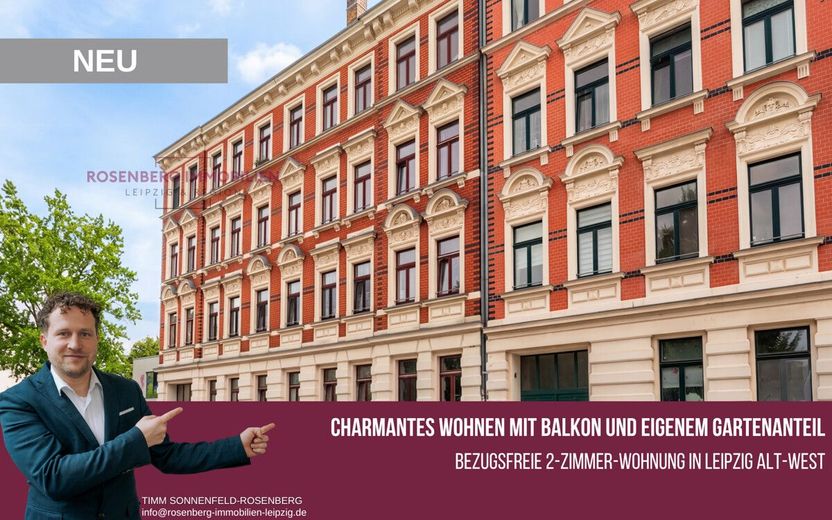 *BEZUGSFREI* Denkmalgeschützte 2-Zimmer Wohnung in Leipzig Alt-West – Immobilie in Leipzig zu verkaufen _ 2 Raumwohnung _ Rosenberg Immobilien _ Titelbild
