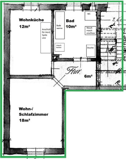 Altbauwohnung mit Balkon in idyllischer Lage an der Mittelriede – Grundriss