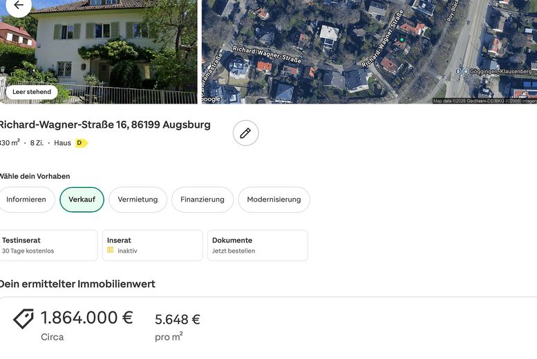 Große Altbau-Villa in Augsburg Göggingen - Exklusives Haus mit Garten – Immobilienwert nach Immoscout