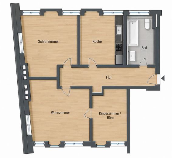 Hello 3-Zi-Wohnung im DG mit Einbauküche (EBK) – Grundriss