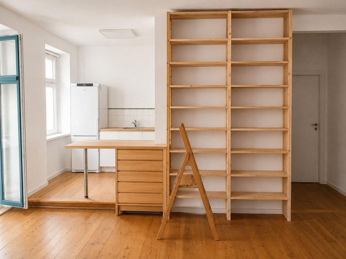 Encantador piso antiguo de 3 habitaciones – Wohnzimmer mit offener Küche