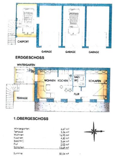 Außergewöhnliche Wohnung in toller Lage! Parkett, Wintergarten, Balkon/Terrasse – Grundriss