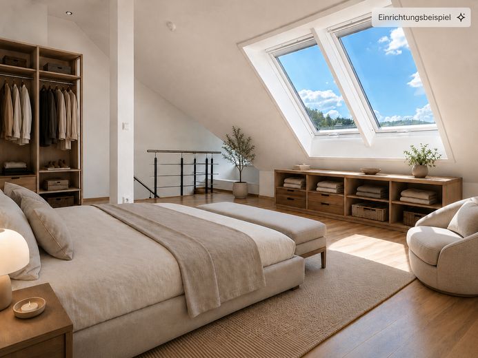 Modernisierte, helle 3 Zimmer DG-Maisonette-Wohnung mit EBK, Balkon, Stellplatz – Beispiel Dachgeschoss 