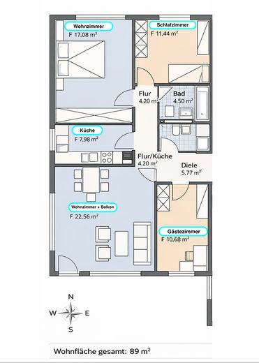 Provisionsfreie 4-Zimmer-Wohnung in Biebrich – modernisiert, Klima, Fußbodenheizung, EBK – Foto 10