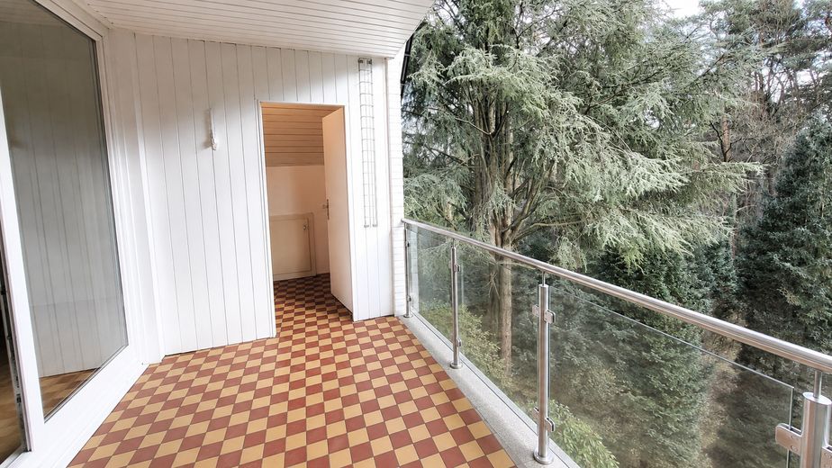 Große sonnige Dachgeschosswohnung -  Ruhige Villenlage - Südloggia - ca. 20 Min. zum Hauptbahnhof – Loggia _ Blick in die Bäume