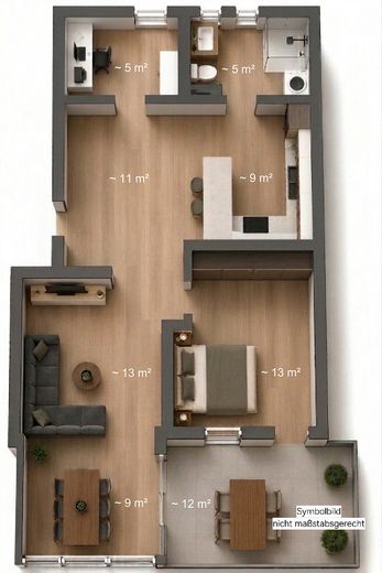 Modernisierte 3-Zimmer-Wohnung mit traumhaftem Bergblick – Grundriss