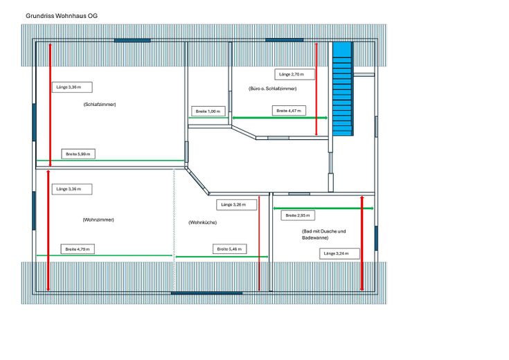 Vielseitige Gewerbeimmobilie in Wietmarschen OT Lohne: Halle, Büro & Wohnhaus – Grundriss Wohnhaus OG