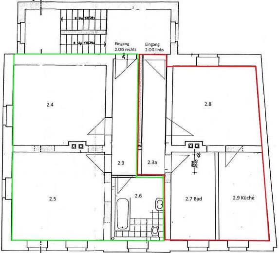 Grundriss Wohnung (rot)