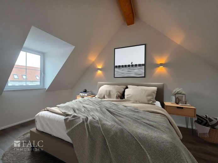 ERSTBEZUG! Neubau-Reihenendhaus - hochwertig, stilvoll &amp; durchdacht – Schlafzimmer (virt. möbliert)