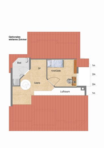 Tolle Lage: Hochwertige 3,5-Zimmer-DG-Galeriewohnung mit 2 Balkonen, 2 Bädern, TG und guter Rendite – DG2_Alterniative mit Zimmer