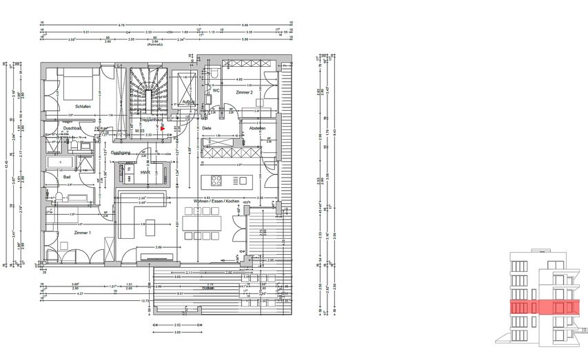 4-Zimmer-Wohnung mit hochwertiger Einbauküche und großem Balkon zu vermieten! – Grundriss und Lage der Wohnung