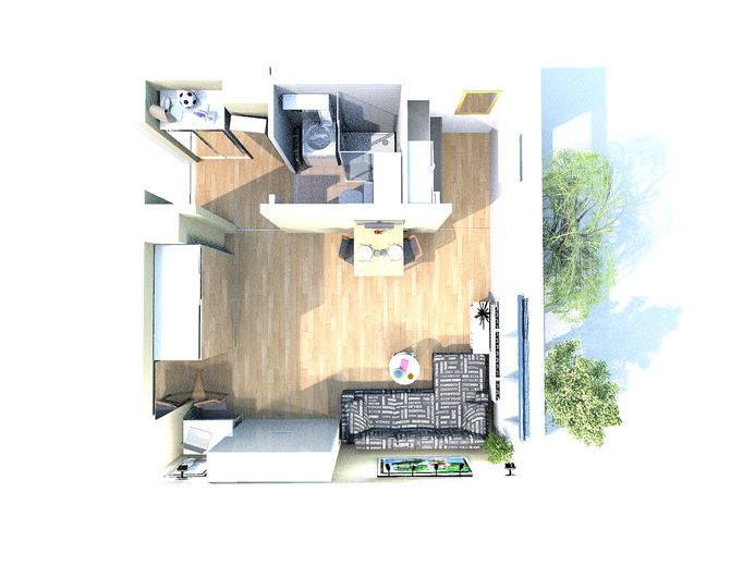 Tagsüber eingeklappte Betten