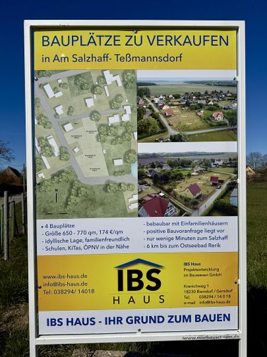 Bauträgerfreies Baugrundstück in idyllischer Lage – Am Salzhaff - Teßmannsdorf - provisionsfrei – Bauschild