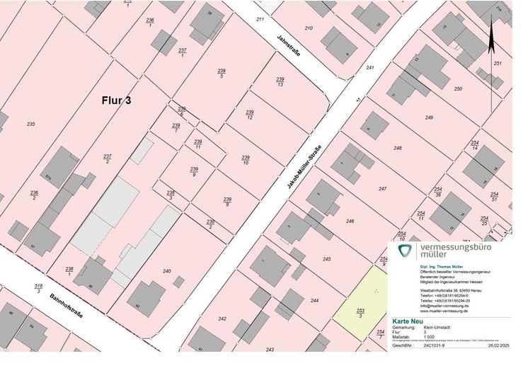 Beautiful CORNER PLOT for a 1- or 2-family house, 489 sqm – Vermessungsplan