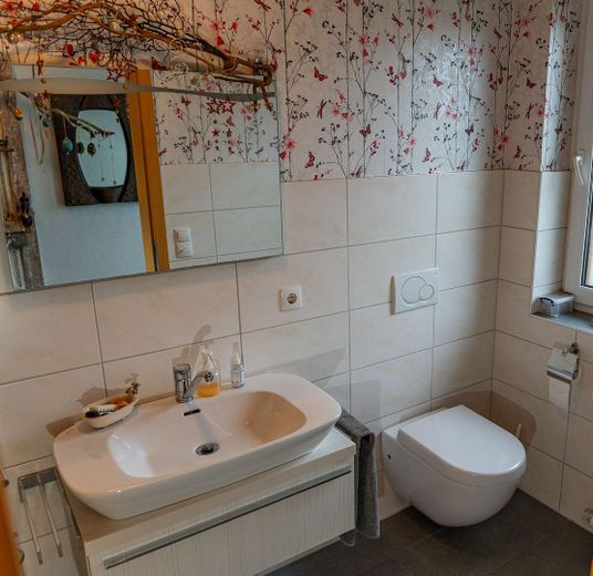 Vielseitige Gewerbeimmobilie in Wietmarschen OT Lohne: Halle, Büro & Wohnhaus – Gäste-WC mit Dusche EG
