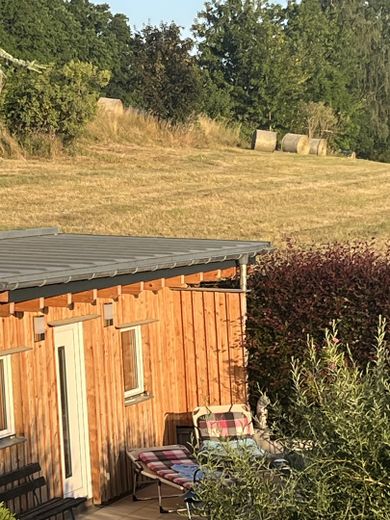 Casa unifamiliare indipendente ai confini immediati della città di Dresda – Blick zur Wiese hinterm Haus