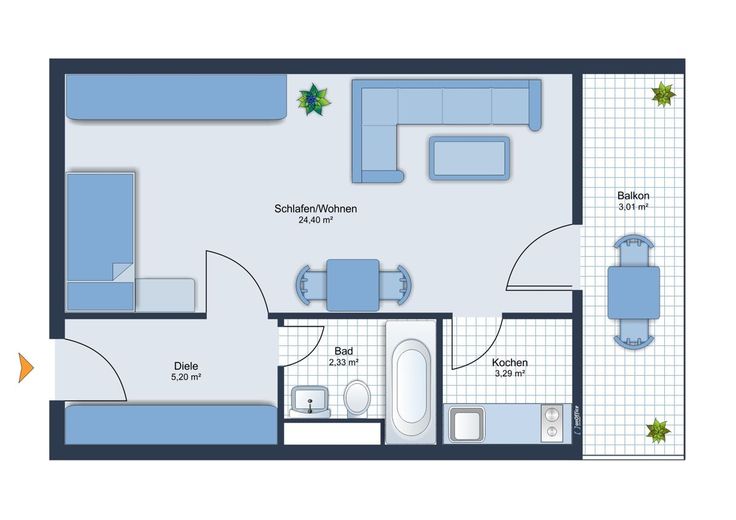 Kapitalanlage mit Seltenheitswert: Appartement mit Balkon, Indoor-Pool und Garten in Wi-Sonnenberg – Grundriss