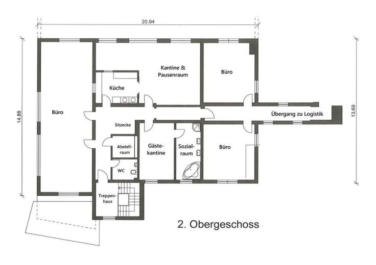 Grundriss Büro zweiter Stock