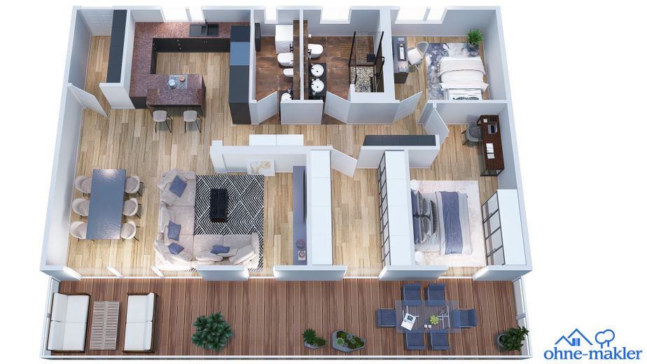 Wyjątkowy czteropokojowy apartament typu penthouse z windą i tarasem we Frankfurcie nad Menem – Grundriss
