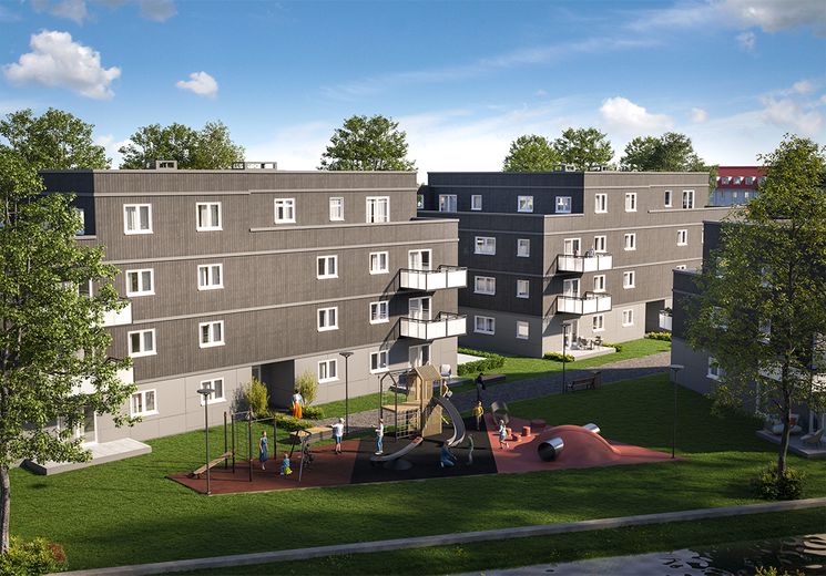 Appartement neuf de 3 pièces avec 84m² de surface habitable et un grand balcon – Ansicht Haus 3+4