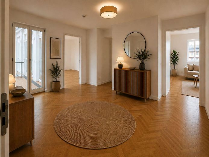 Provisionsfrei: Außergewöhnliche Dachgeschosswohnung mit Blick über Berlin und toller Dach-Terrasse – Eingangsbereich KI optimiert