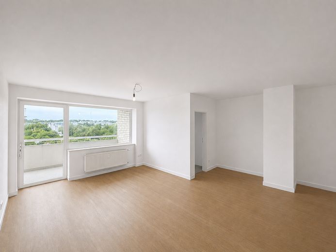 Provisonsfreie Eigentumswohnung im 7. OG – Bonn-Hardtberg | 49,5 m² | Vollrenoviert – Wohnzimmer 